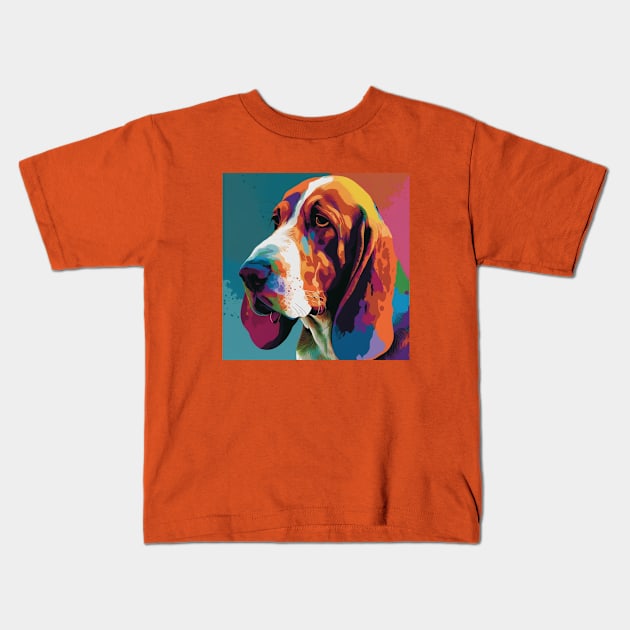 Basset Hound Pop Art Design Kids T-Shirt by Star Scrunch